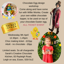 Load image into Gallery viewer, Wonka Style Chocolate Bar design - with character - FRONT SHOP AREA - ALL TICKET