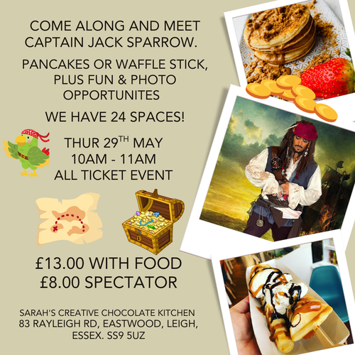 JACK SPARROW MEET AND GREET - PANCAKES OR WAFFLE STICK - THUR 29th MAY - 10am - 11am