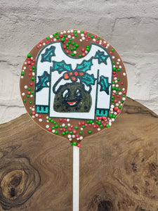 CHRISTMAS JUMPER EDIBLE CHOCOLATE TOPPER - FRONT OF SHOP