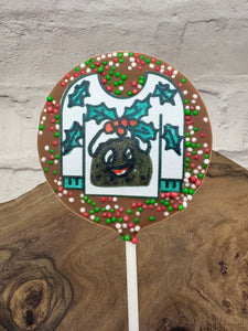 CHRISTMAS JUMPER EDIBLE CHOCOLATE TOPPER - FRONT OF SHOP