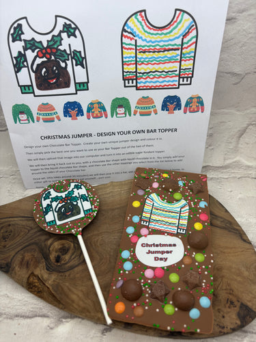 CHRISTMAS JUMPER EDIBLE CHOCOLATE TOPPER - FRONT OF SHOP