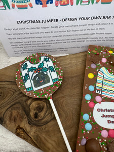 CHRISTMAS JUMPER EDIBLE CHOCOLATE TOPPER - FRONT OF SHOP