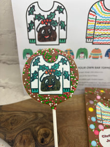 CHRISTMAS JUMPER EDIBLE CHOCOLATE TOPPER - FRONT OF SHOP