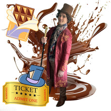 Load image into Gallery viewer, Wonka Style Chocolate Bar design - with character - FRONT SHOP AREA - ALL TICKET