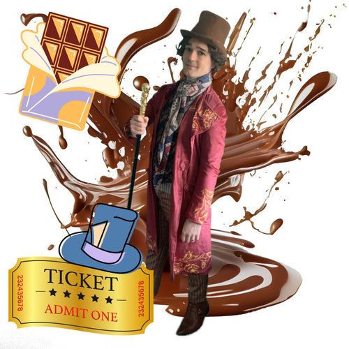 Wonka Style Chocolate Bar design - with character - FRONT SHOP AREA - ALL TICKET